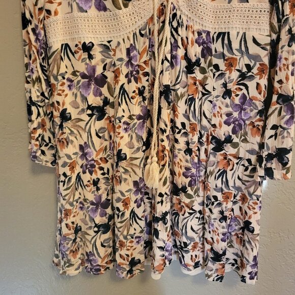 Torrid Floral Mini Dress with Crochet Detail - Picture 11 of 11